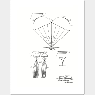 Multiple Parachute Vintage Patent Hand Drawing Posters and Art